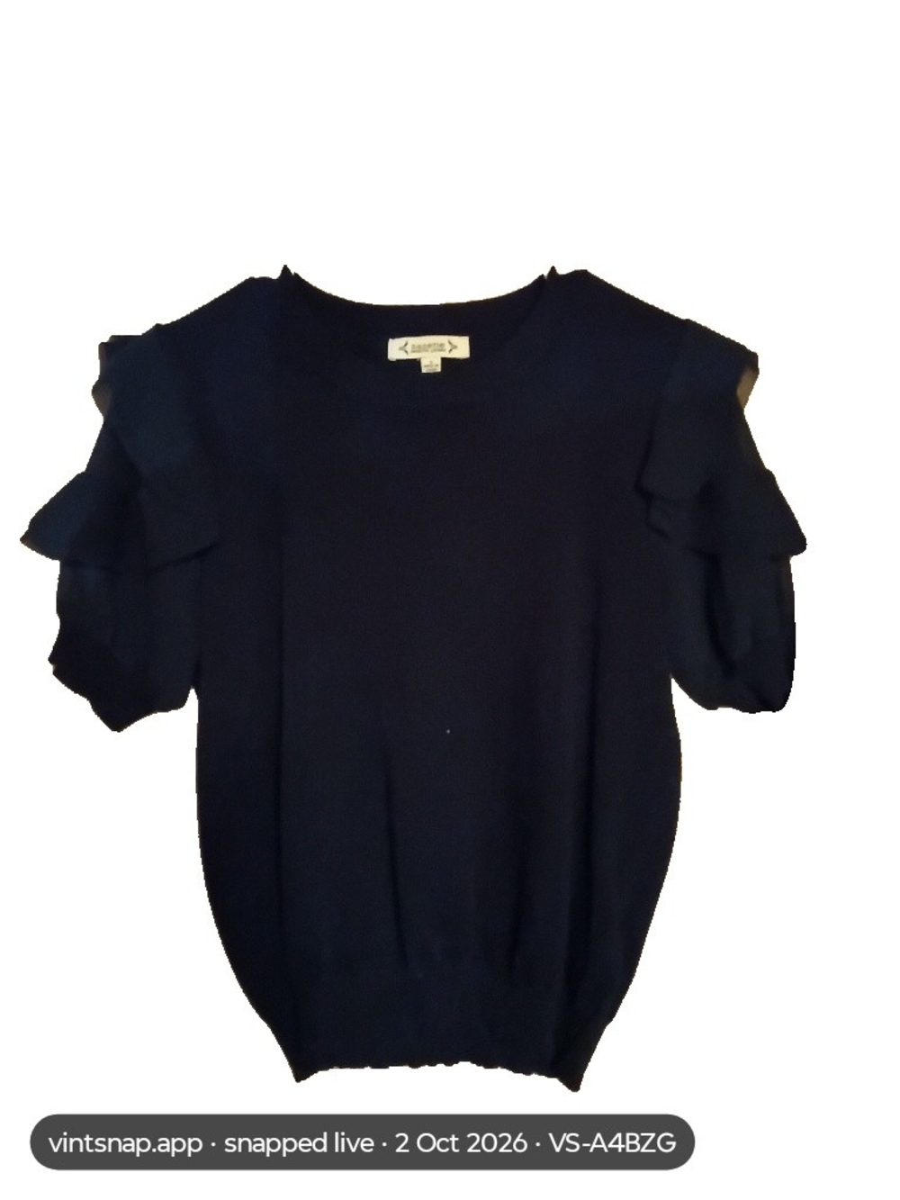 Nanette Lepore Navy Ruffle-Sleeve Knit Top
